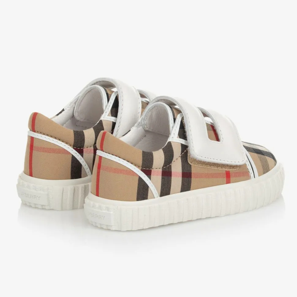 Baby Beige Check Trainers