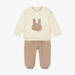 Baby Boys Beige Bunny Tracksuit