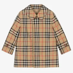 Baby Boys Beige Check Reversible Car Coat