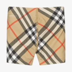 Baby Boys Beige Check Swim Shorts