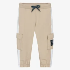 Baby Boys Beige Cotton Cargo Joggers
