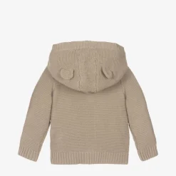 Baby Boys Beige Cotton Knitted Cardigan
