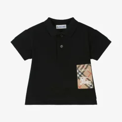 Baby Boys Black Cotton Piqué Polo Shirt