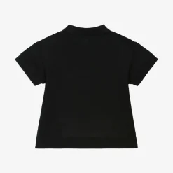 Baby Boys Black Cotton Piqué Polo Shirt