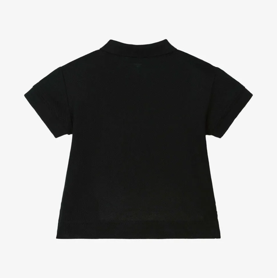 Baby Boys Black Cotton Piqué Polo Shirt