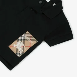 Baby Boys Black Cotton Piqué Polo Shirt
