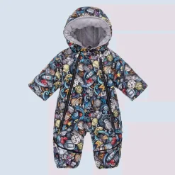 Baby Boys Black Space Print 2-in-1 Snowsuit