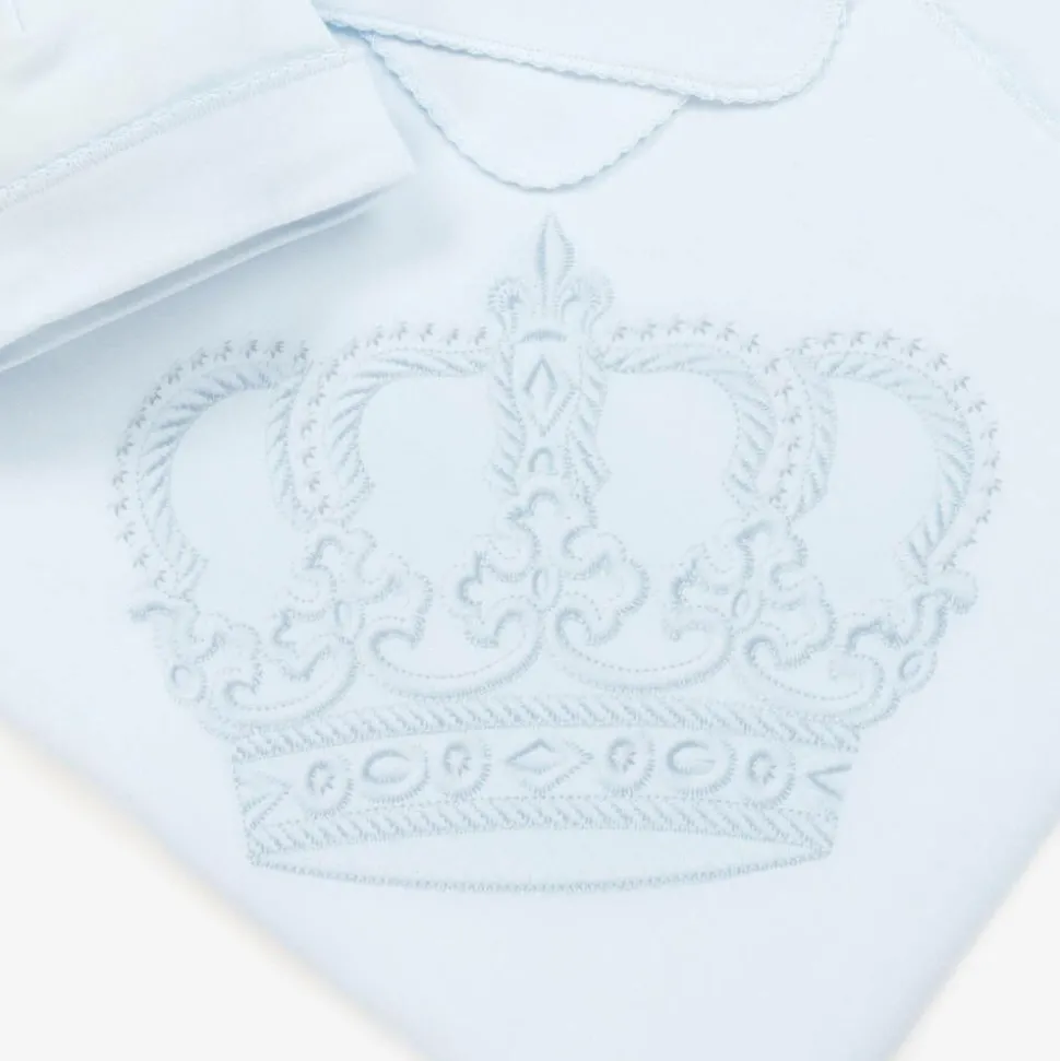 Baby Boys Blue Cotton Blanket & Hat Gift Set