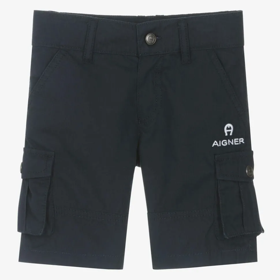 Baby Boys Blue Cotton Cargo Shorts