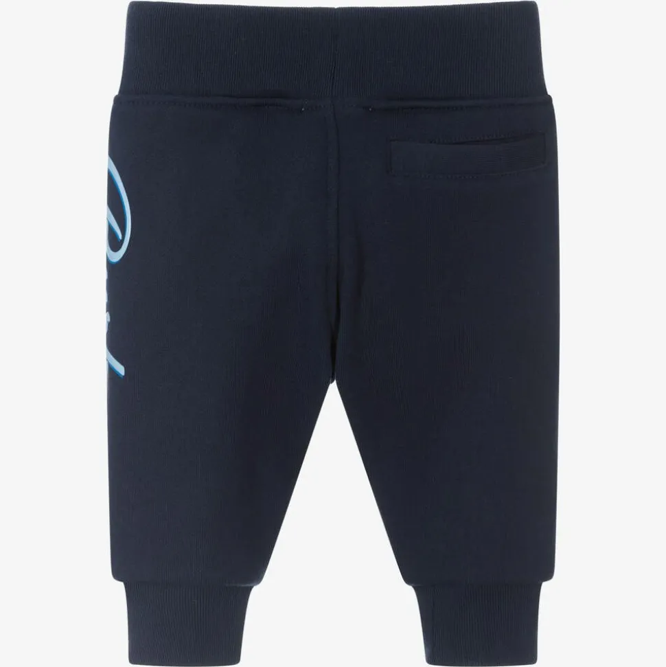 Baby Boys Blue Cotton Logo Joggers
