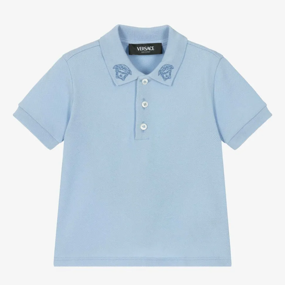 Baby Boys Blue Cotton Polo Shirt