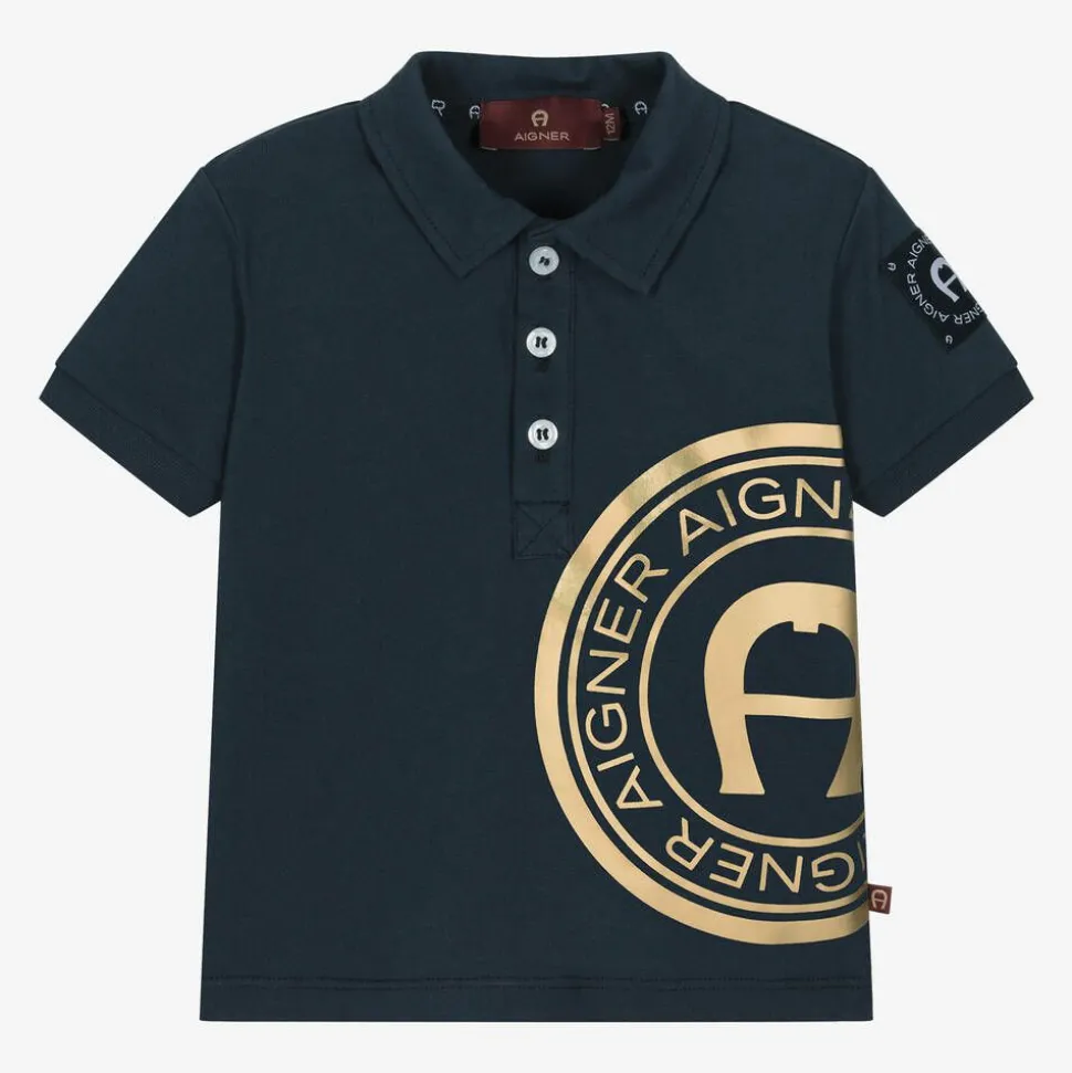 Baby Boys Blue Cotton Polo Shirt