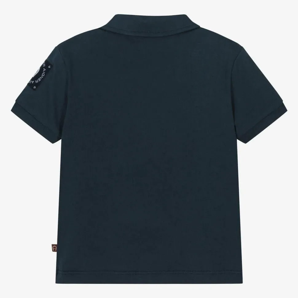 Baby Boys Blue Cotton Polo Shirt