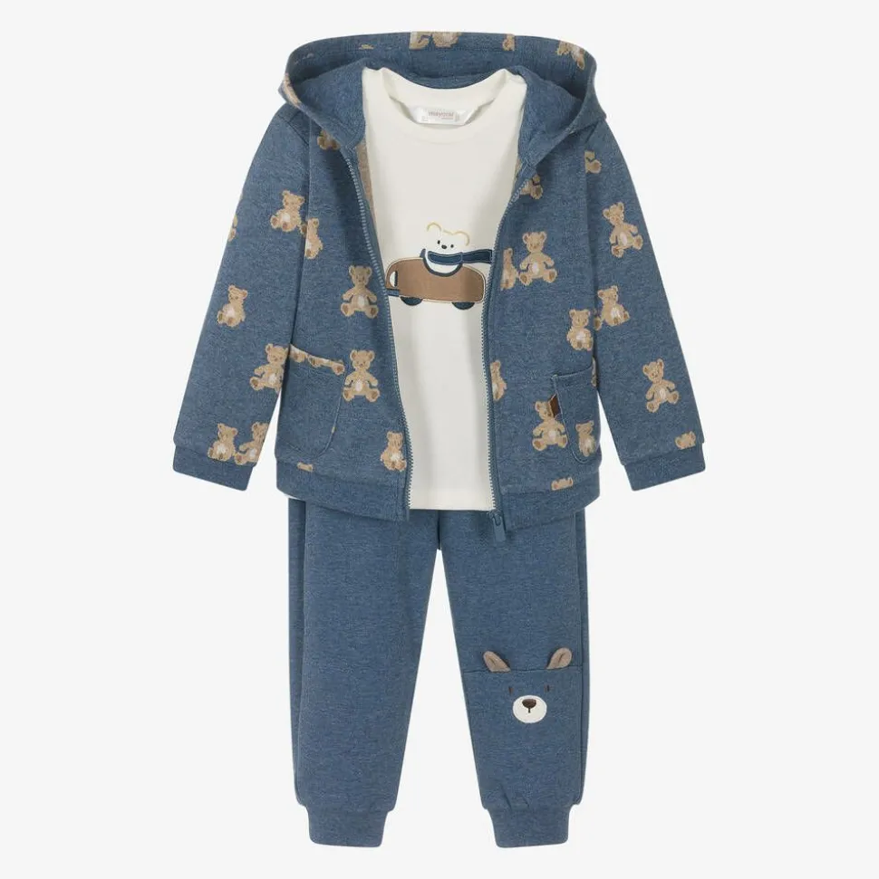 Baby Boys Blue Cotton Tracksuit Set