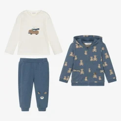 Baby Boys Blue Cotton Tracksuit Set