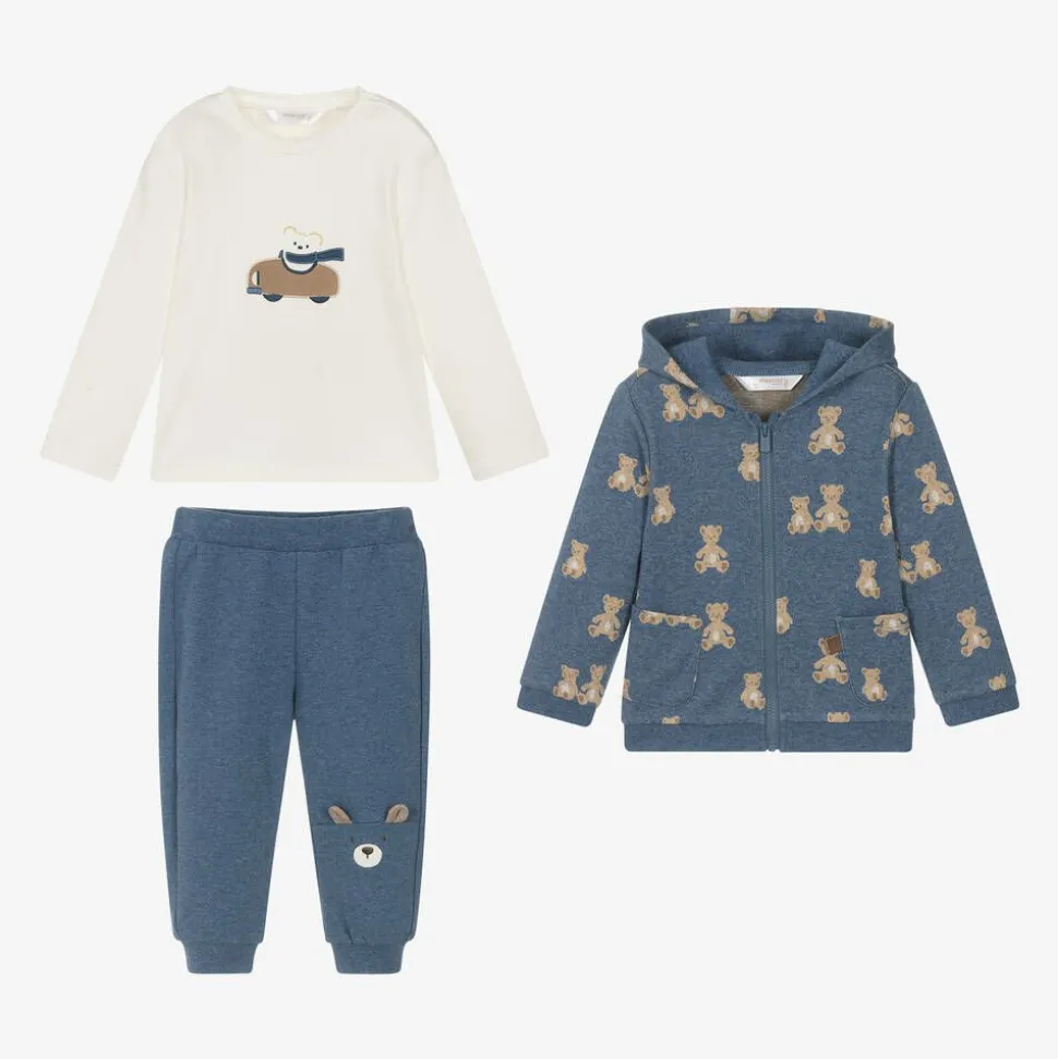 Baby Boys Blue Cotton Tracksuit Set