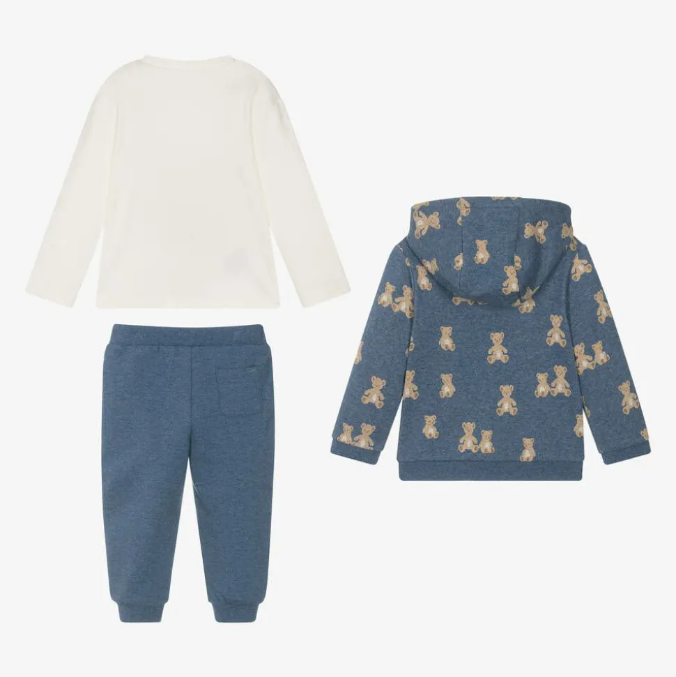 Baby Boys Blue Cotton Tracksuit Set