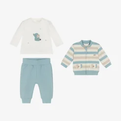 Baby Boys Blue Cotton Tracksuit Set