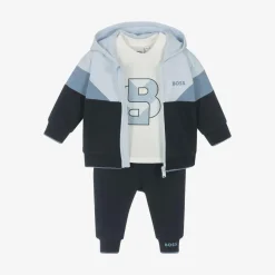Baby Boys Blue Cotton Tracksuit Set