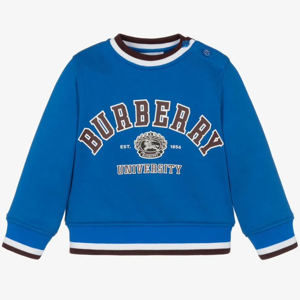 Baby Boys Blue Cotton Varsity Sweatshirt