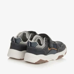 Baby Boys Blue Faux Leather Trainers