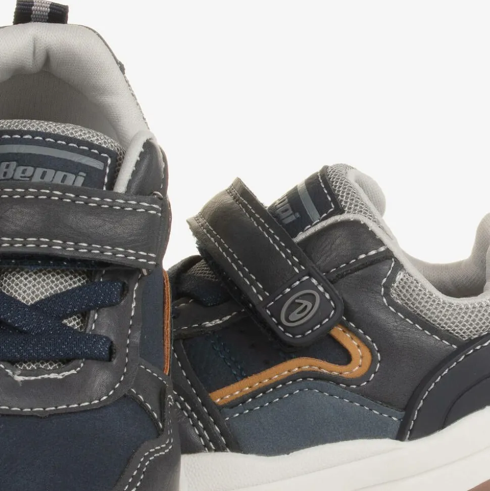 Baby Boys Blue Faux Leather Trainers