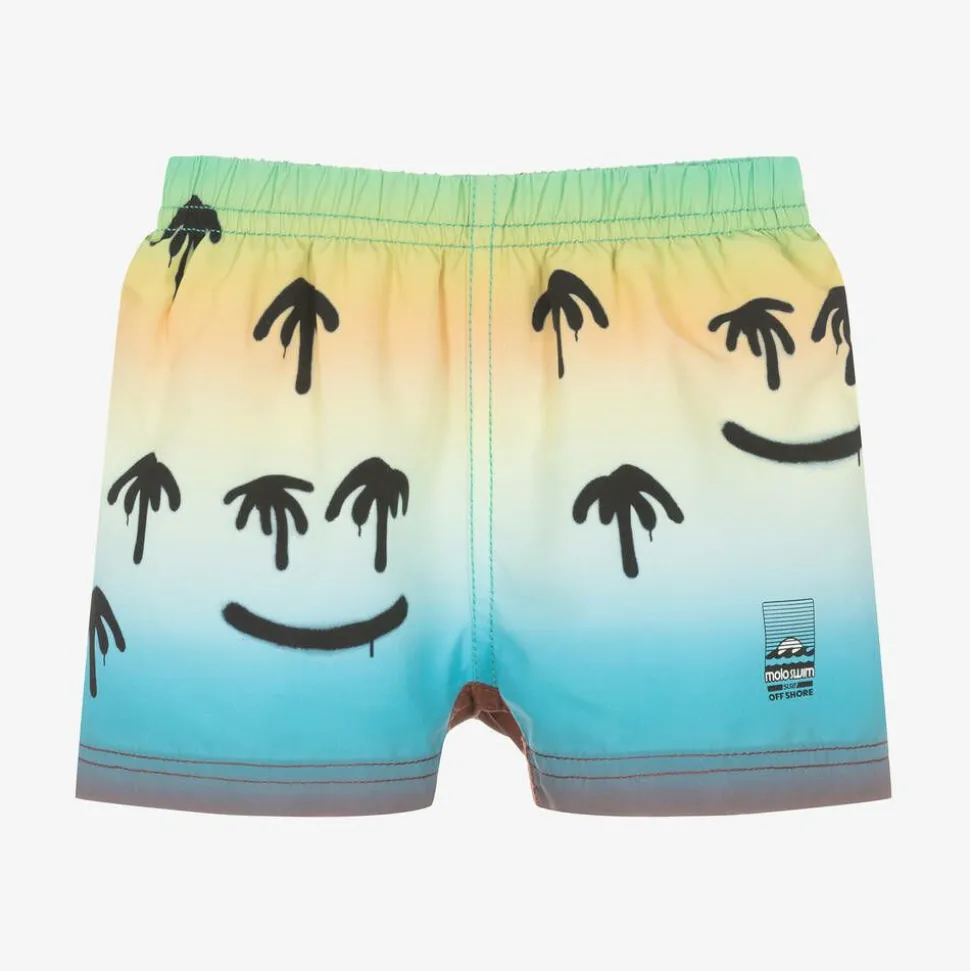 Baby Boys Blue Happy Palm Swim Shorts (UPF50+)