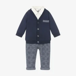 Baby Boys Blue Houndstooth Trouser Set