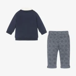 Baby Boys Blue Houndstooth Trouser Set