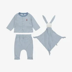 Baby Boys Blue Stripe Organic Cotton Trouser Set