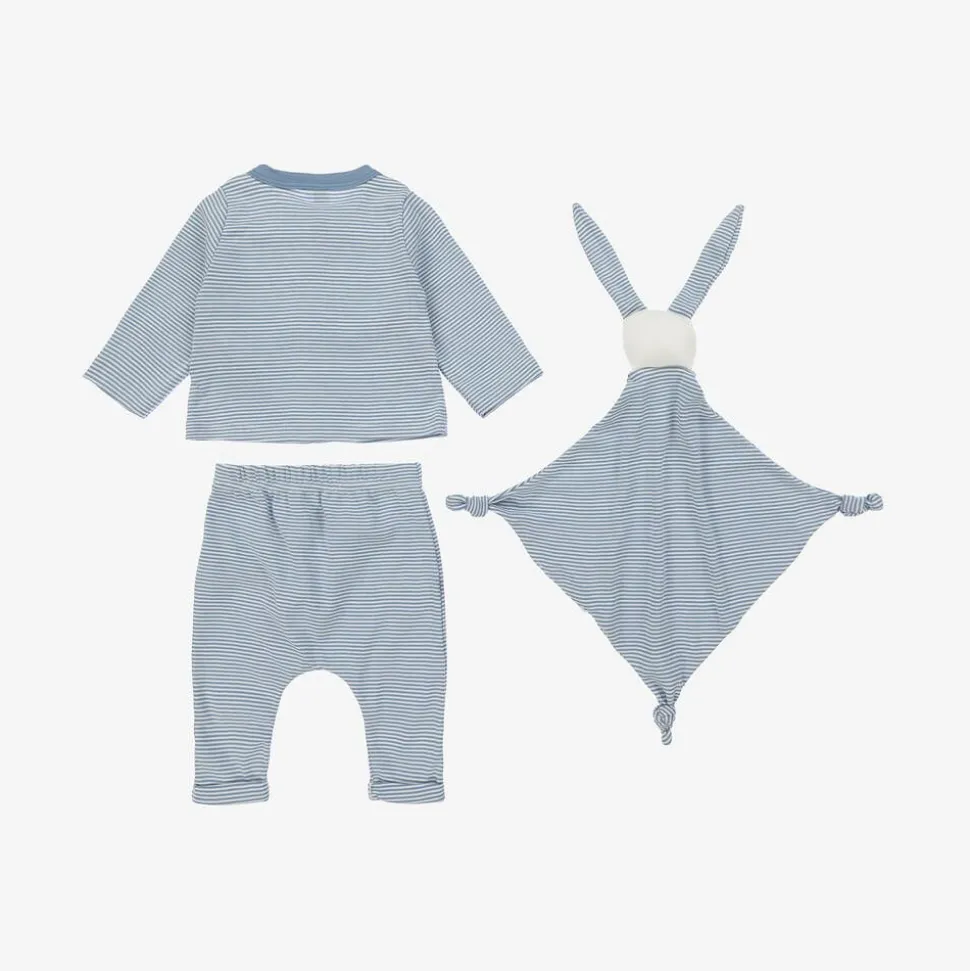 Baby Boys Blue Stripe Organic Cotton Trouser Set