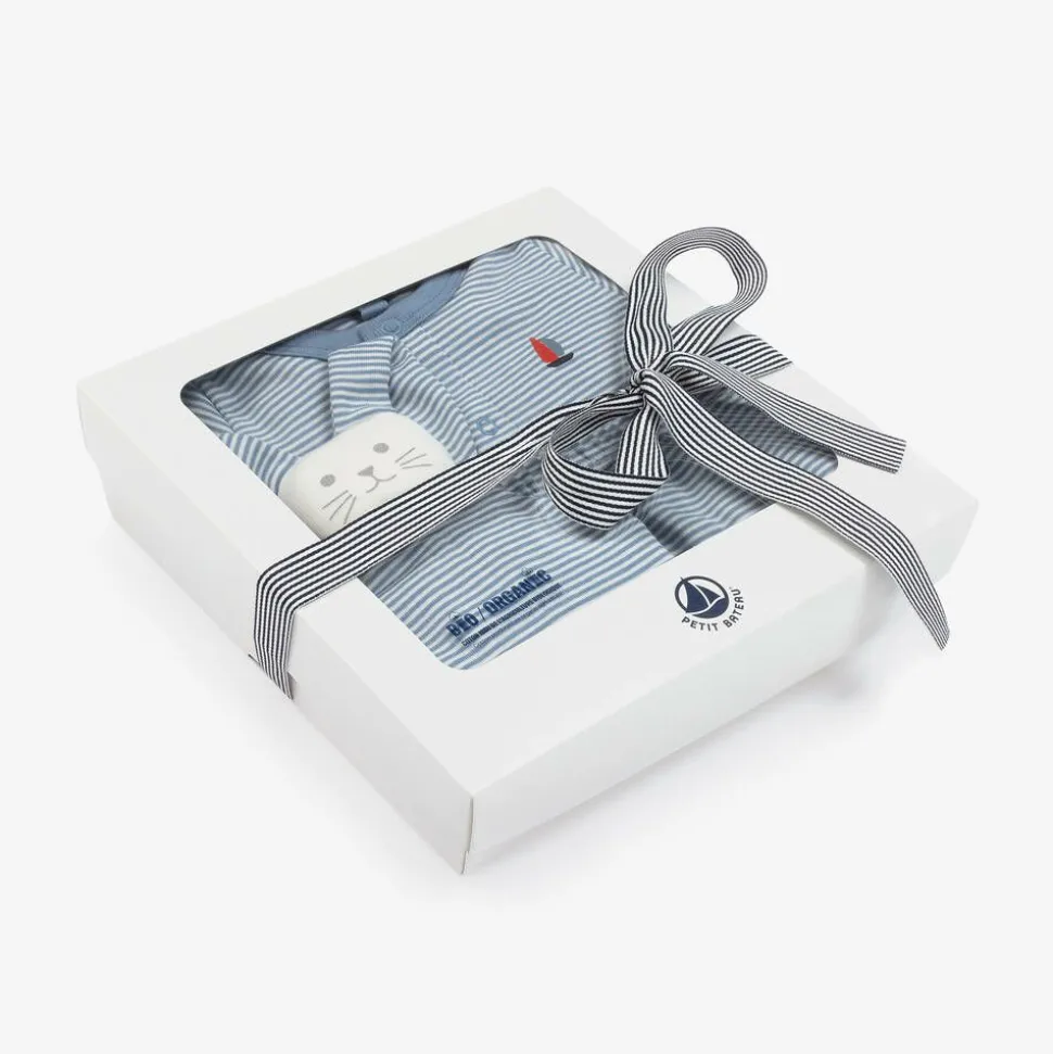 Baby Boys Blue Stripe Organic Cotton Trouser Set