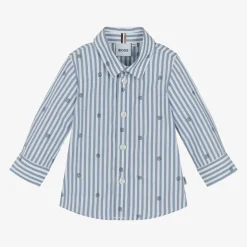 Baby Boys Blue Striped Cotton Shirt