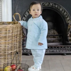 Baby Boys Blue Velour Coat