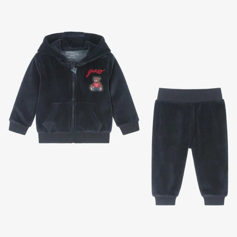 Baby Boys Blue Velour Tracksuit