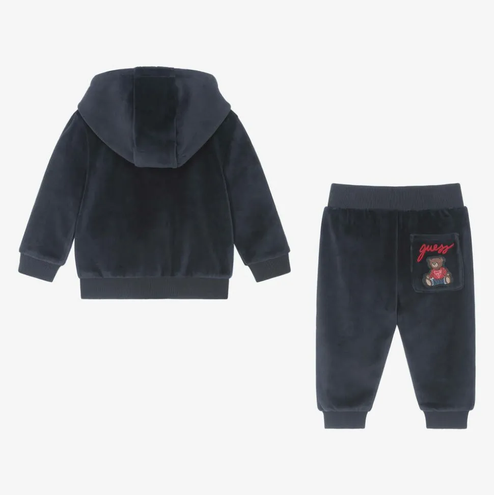 Baby Boys Blue Velour Tracksuit