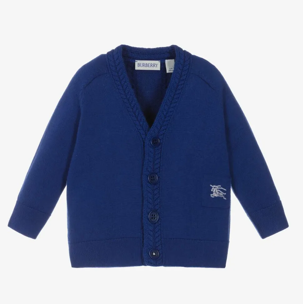 Baby Boys Blue Wool Knit Cardigan