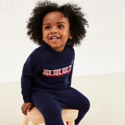 Baby Boys Blue Wool Train Trouser Set