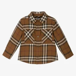 Baby Boys Brown Checked Cotton Shirt