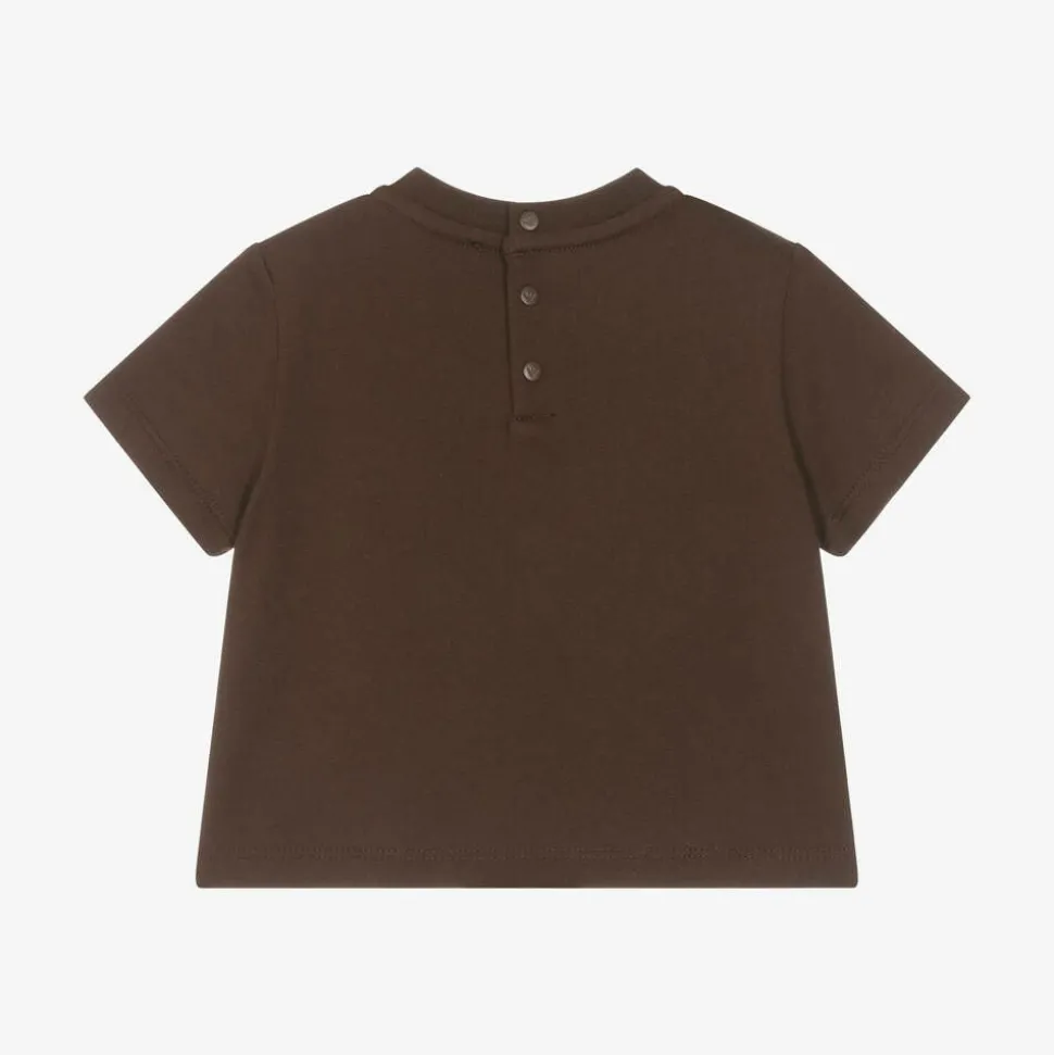 Baby Boys Brown Cotton Pennant T-Shirt