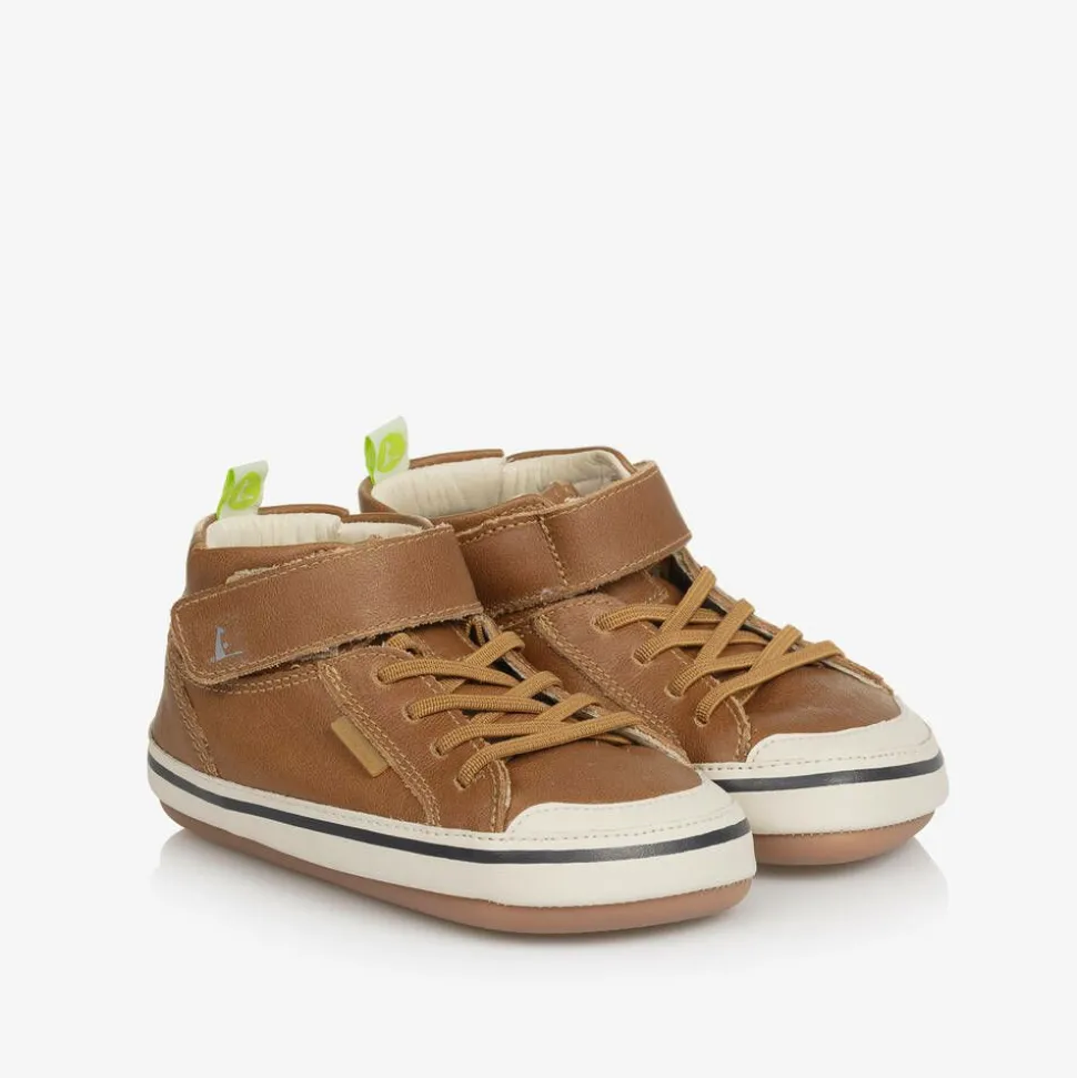 Baby Boys Brown Leather High-Top Trainers