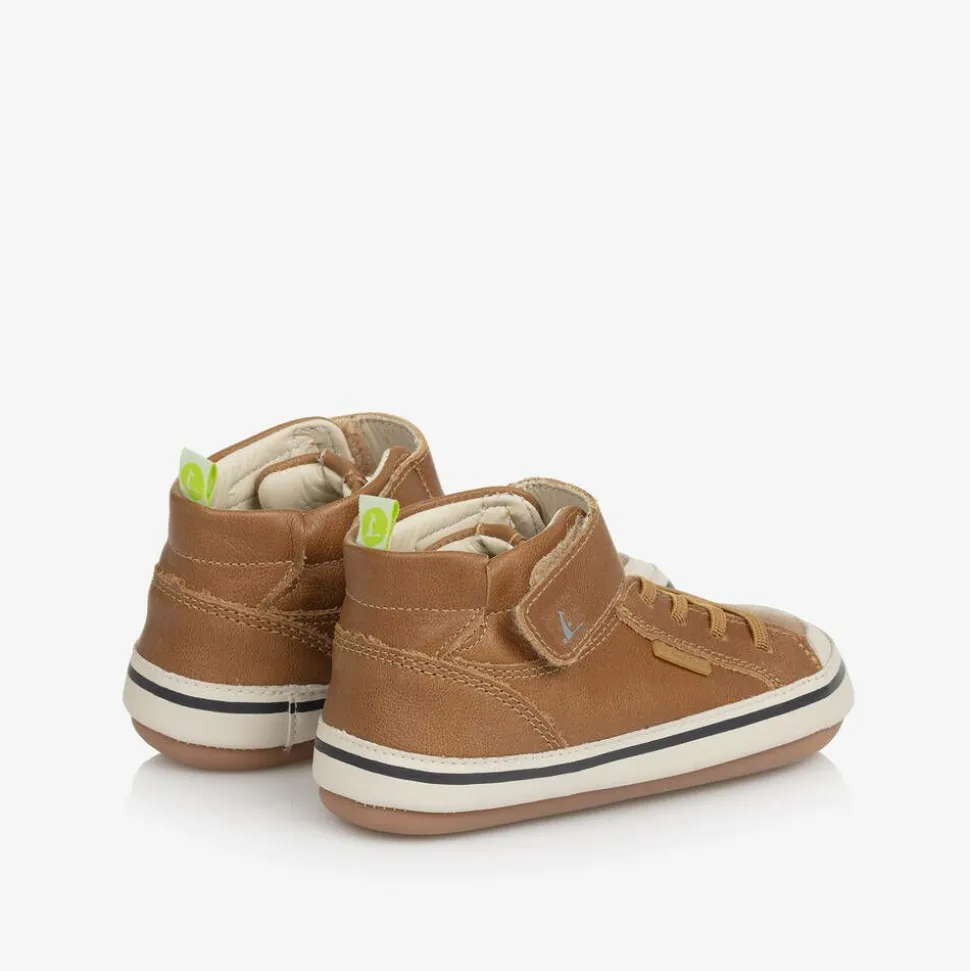 Baby Boys Brown Leather High-Top Trainers