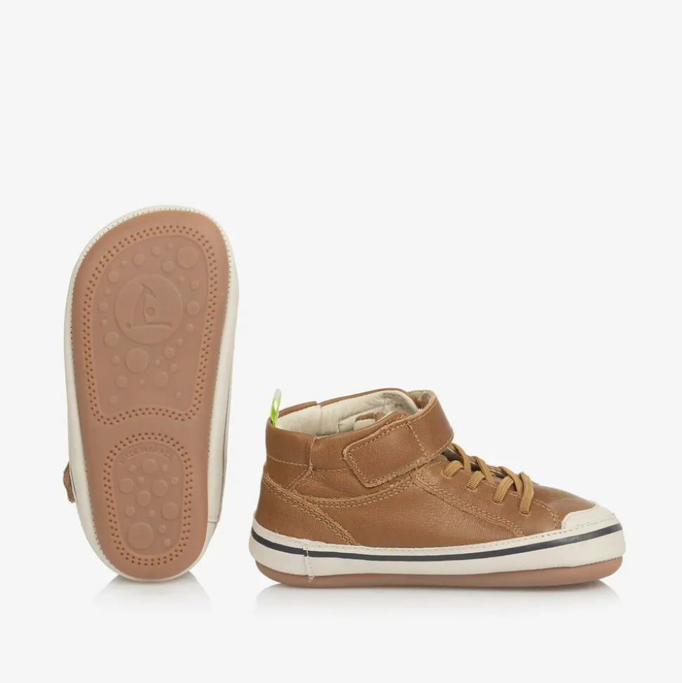 Baby Boys Brown Leather High-Top Trainers