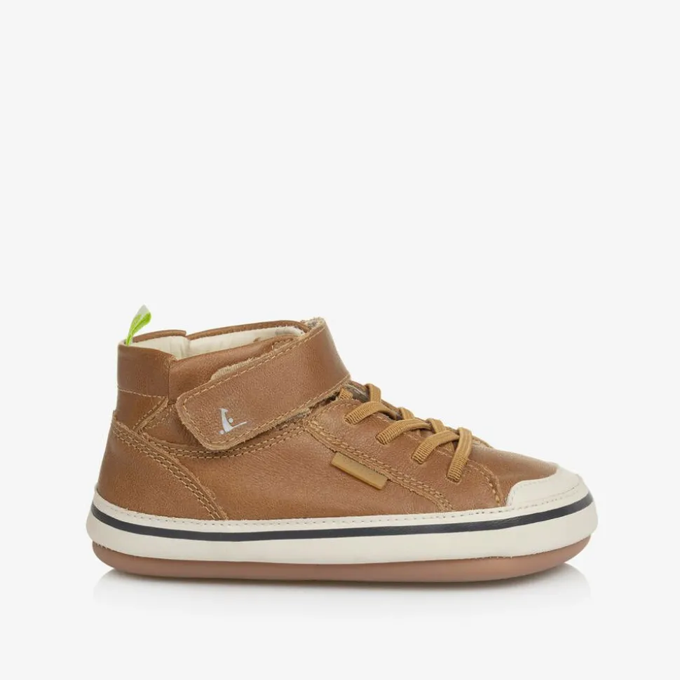 Baby Boys Brown Leather High-Top Trainers