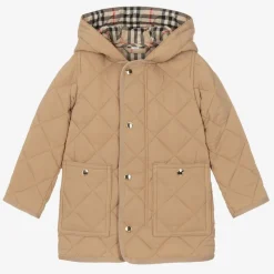 Baby Boys Dark Beige Diamond Quilted Coat