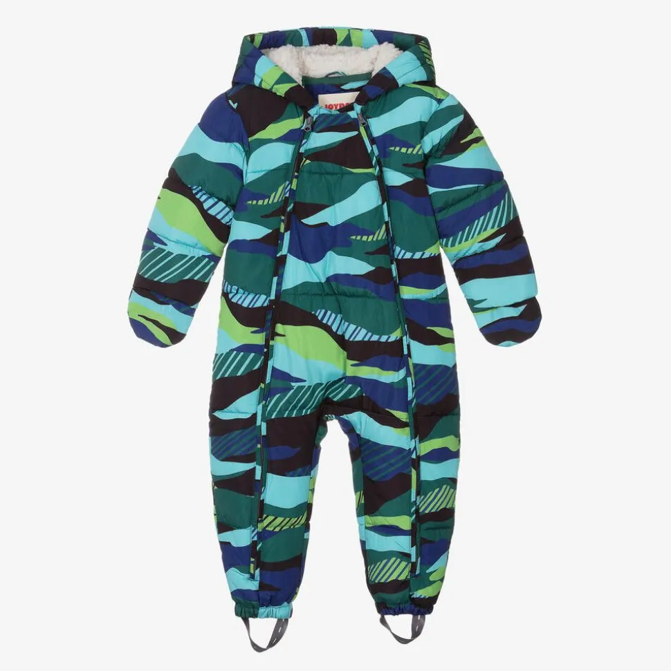 Baby Boys Green & Blue Puffer Snowsuit