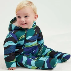 Baby Boys Green & Blue Puffer Snowsuit