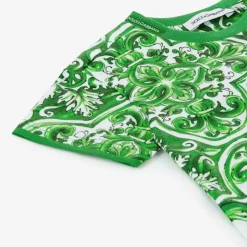 Baby Boys Green Cotton Majolica T-Shirt