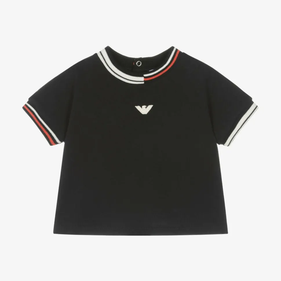 Baby Boys Navy Blue Cotton T-Shirt
