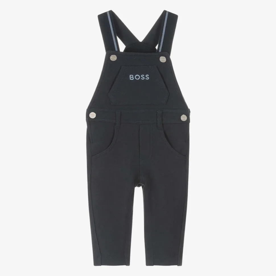 Baby Boys Navy Blue Cotton Dungarees
